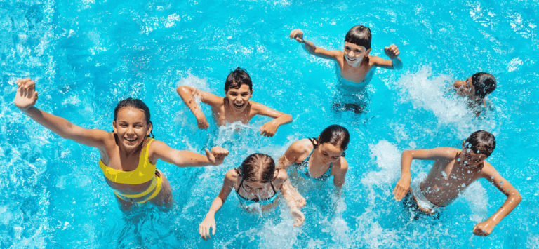 group kids swimming